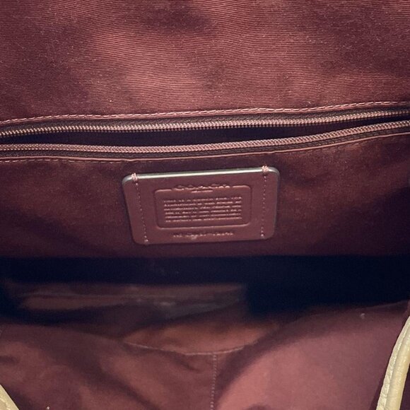 Coach Pebbled Leather Drawstring Backpack Taupe Beige - Picture 3 of 16